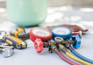 HVAC tools on a table